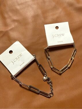 J.Crew Paperclip Chain Bracelet Bundle NWT Mixed Metal Silver Gold